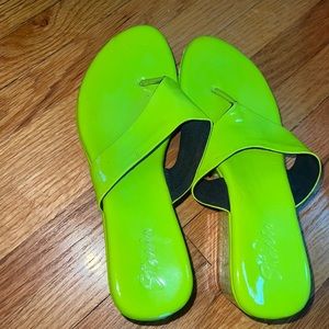 Neon green wedges sandals